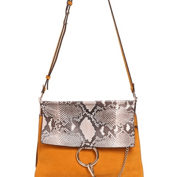 Chloe Python Suede Medium Faye Shoulder Bag - Picture 7 of 15